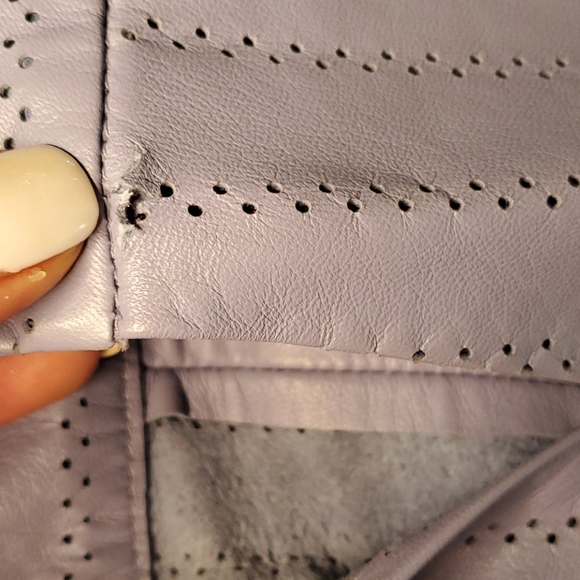 The Wrights Leather Eyelet Button Blouse Sz Small - Picture 4 of 8